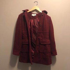 ✨ Maroon Peacoat with Removable Hood